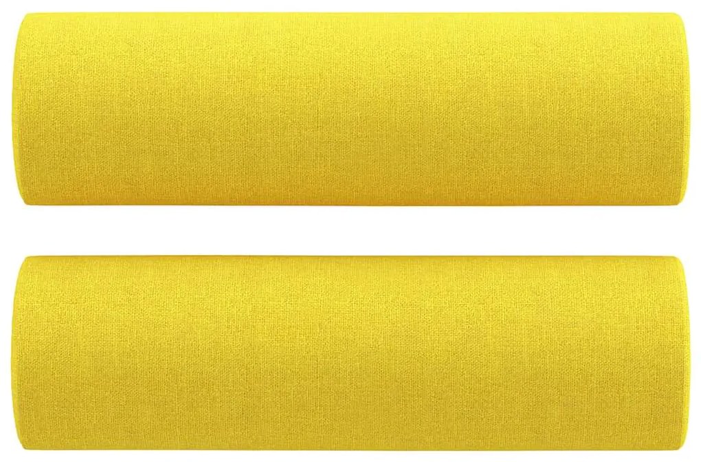 2 pcs conjunto de sofás com almofadas tecido amarelo-claro
