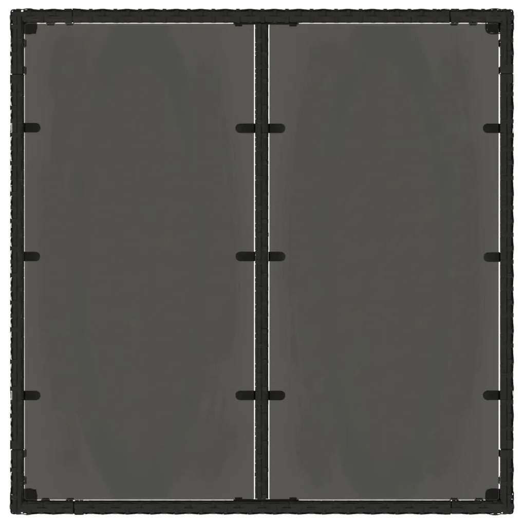 Mesa de jardim com tampo de vidro 90x90x75 cm vime PE preto