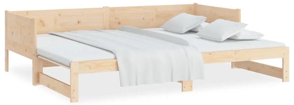 Sofá-cama de puxar pinho maciço 2x(90x190) cm
