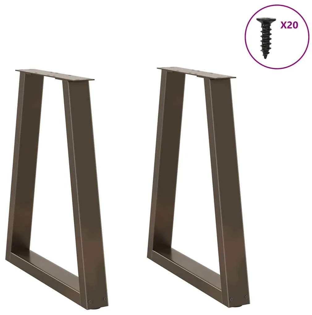 Pés para mesa de jantar em formato de V, 2 peças, aço natural, 60x(72-