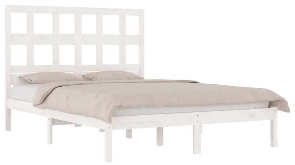 Cama sem colchão 120x190 cm madeira de pinho maciça branco