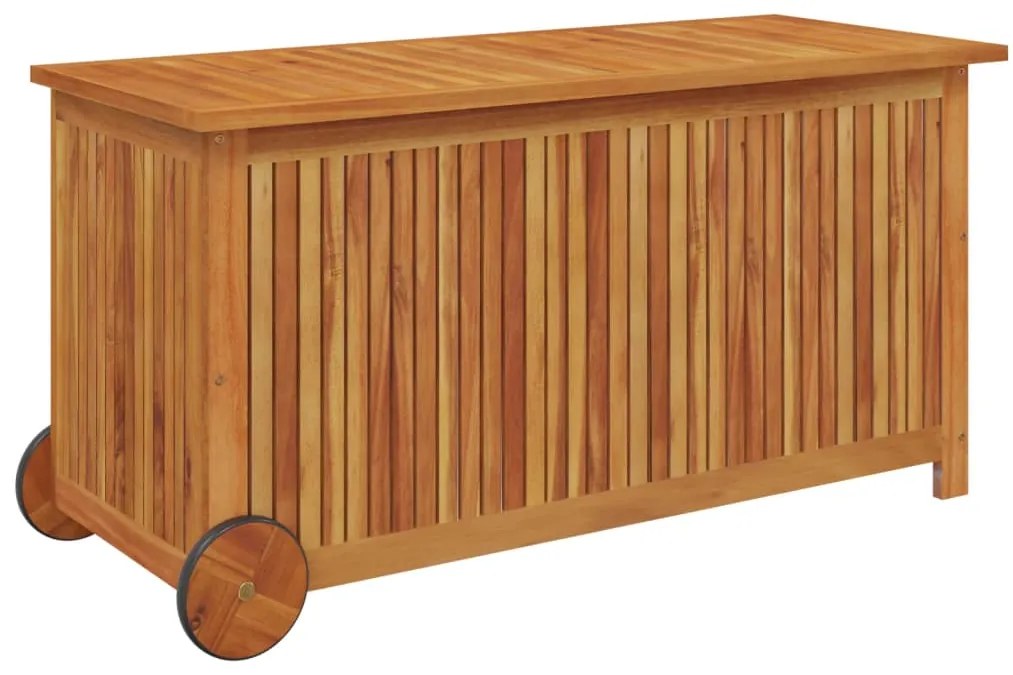 Caixa de arrumação p/ jardim c/ rodas 113x50x58cm acácia maciça