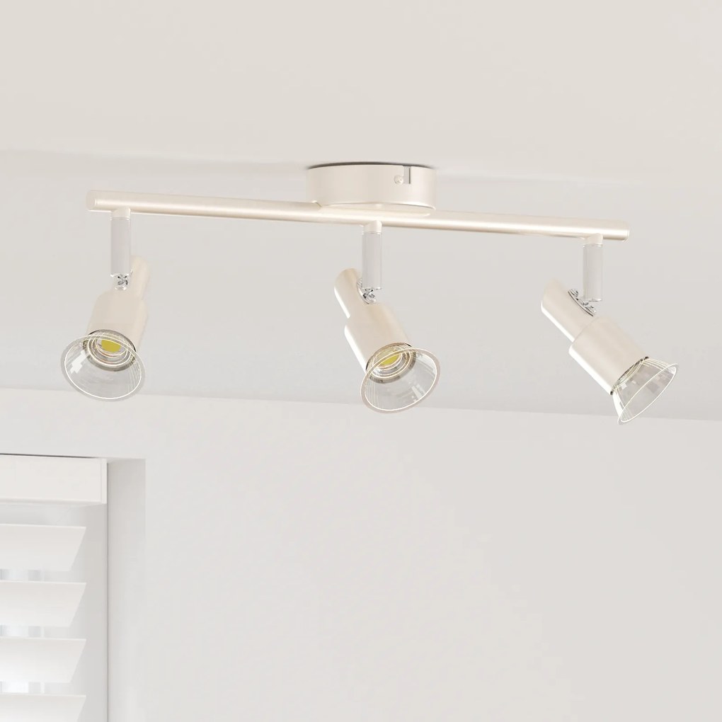 vidaXL Spotlight de Teto 3 Vias Ajustáveis Níquel Escovado GU10