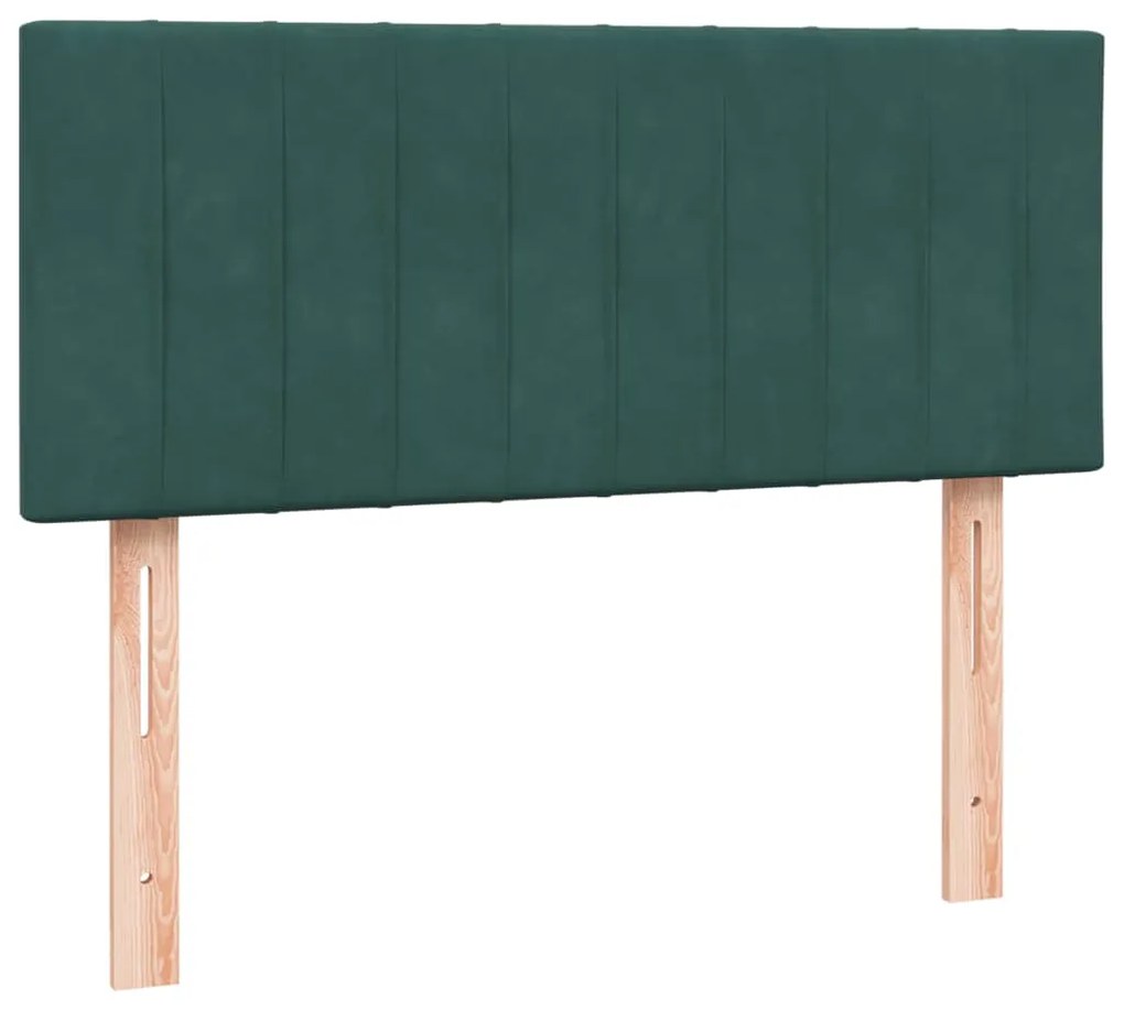 Cama boxspring com colchão 120x210 cm veludo verde-escuro