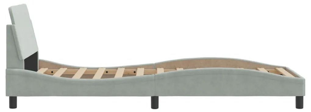 Estrutura de cama c/ cabeceira 90x190 cm veludo cinzento-claro