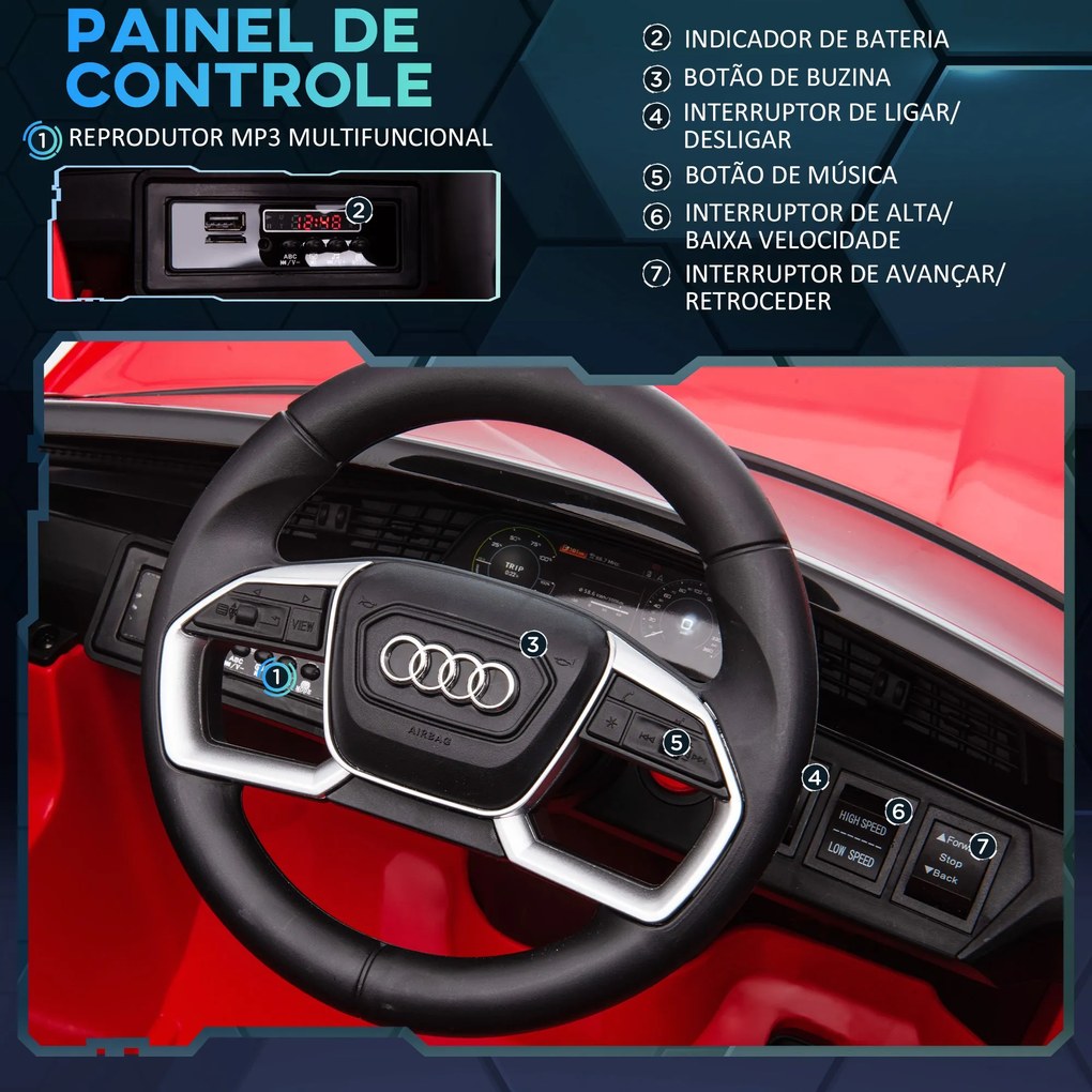 HOMCOM Carro Elétrico Audi E-Tron 12V para Crianças acima de 3 Anos co