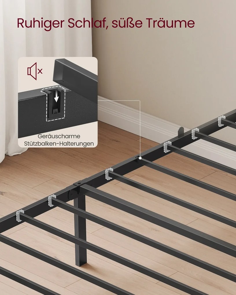 Estrutura de cama 90 x 200 cm (COLCHÂO NÃO INCLUIDO)  com estrado ripas de aço cinza ardósia