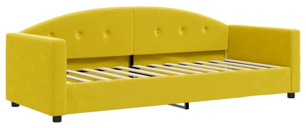 Sofá-cama com colchão 80x200 cm veludo amarelo