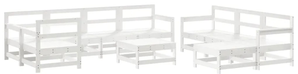 10pcs conjunto lounge jardim c/almofadões madeira maciça branco