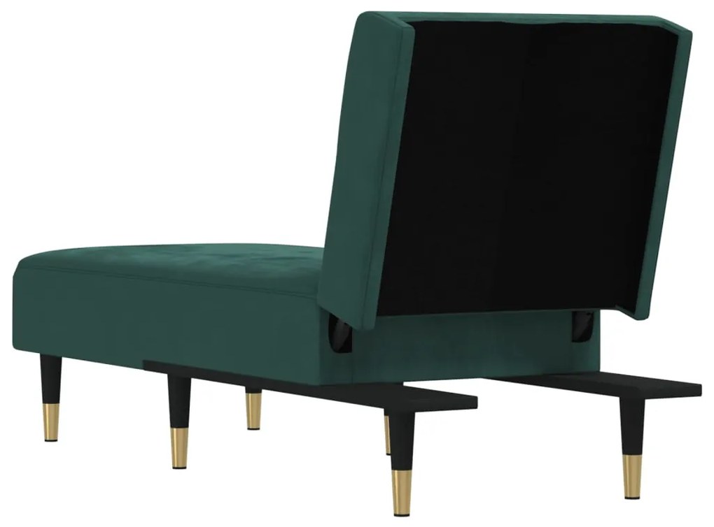 Chaise longue veludo verde-escuro