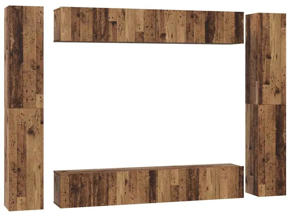 Conjunto de móvel de TV 10 pcs Madeira antiga 30.5 x 30 x 90 cm