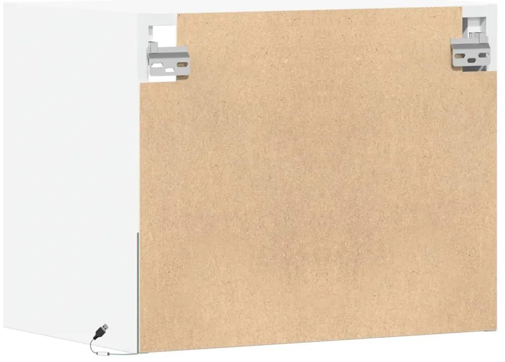 Mesas de cabeceira de parede com luzes LED 2 pcs branco