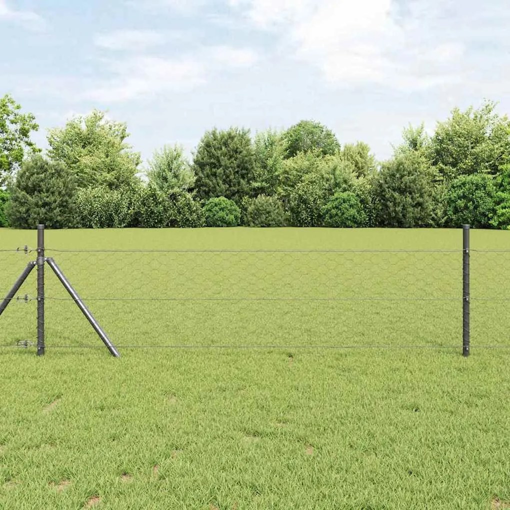 vidaXL Cerca Hexagonal Cinzeto 1.4 x 10 m Aço