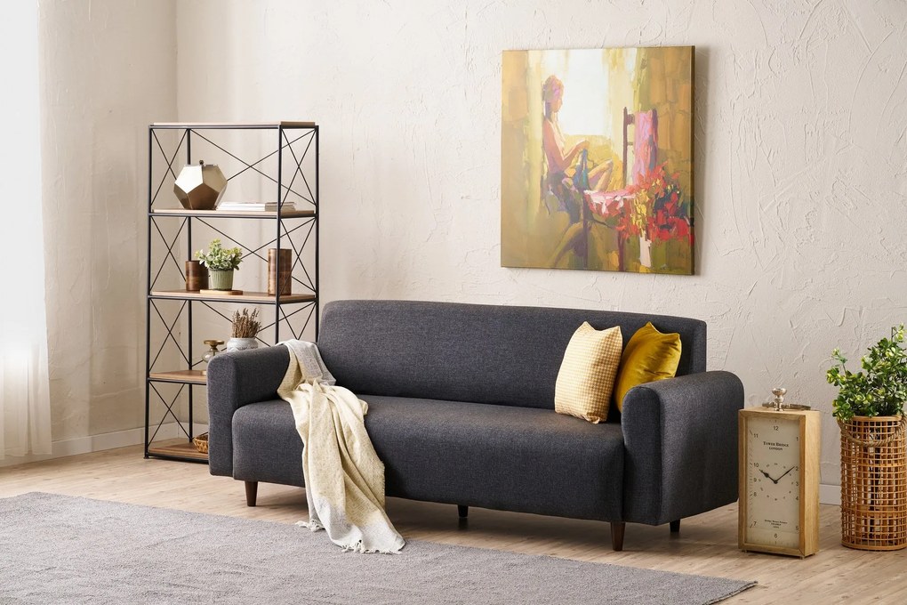 Sofá de 3 Lugares Noya – Antracite – 220x87x70 cm
