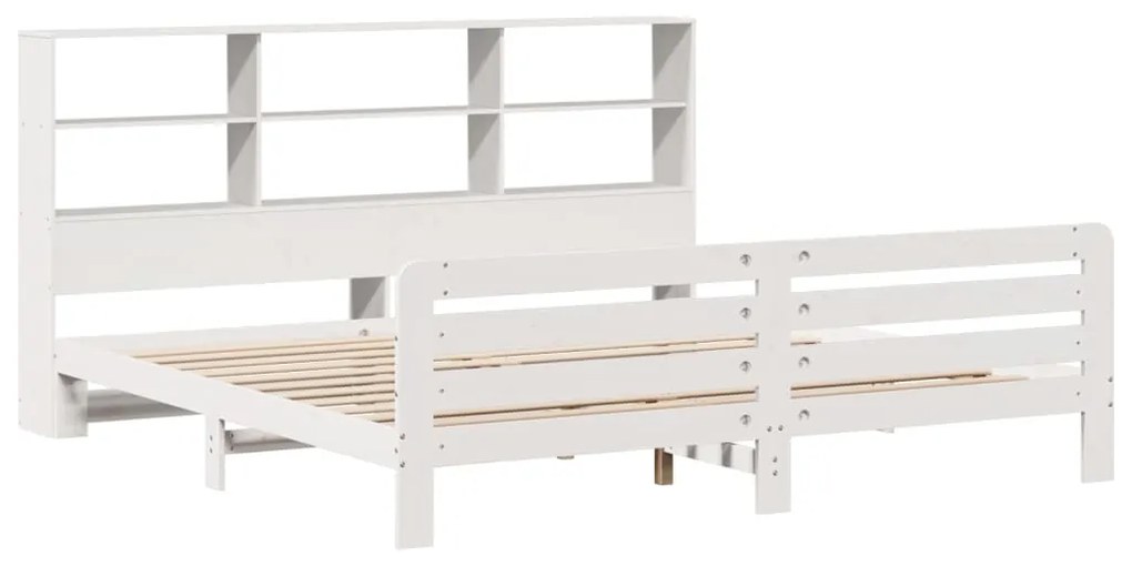 Cama sem colchão 200x200 cm madeira de pinho maciça branco