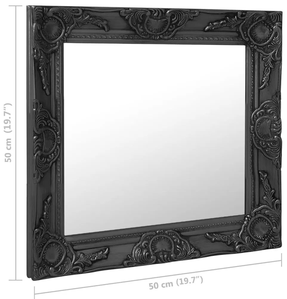 Espelho de parede estilo barroco 50x50 cm preto