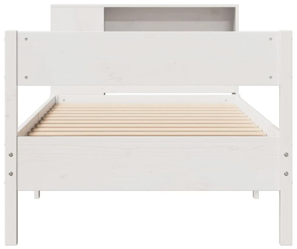 Cama com estante sem colchão 90x190 cm pinho maciço branco