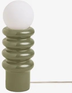 Lâmpada De Mesa 40 Cm Em Cerâmica Com Bola De Cristal Kryx Verde Azeitona Intenso - Sklum