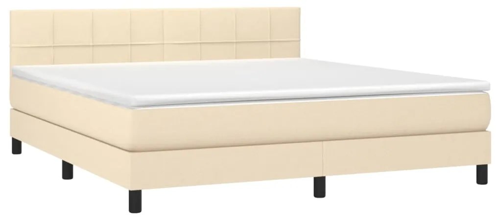 Cama box spring c/ colchão e LED 160x200 cm tecido cor creme