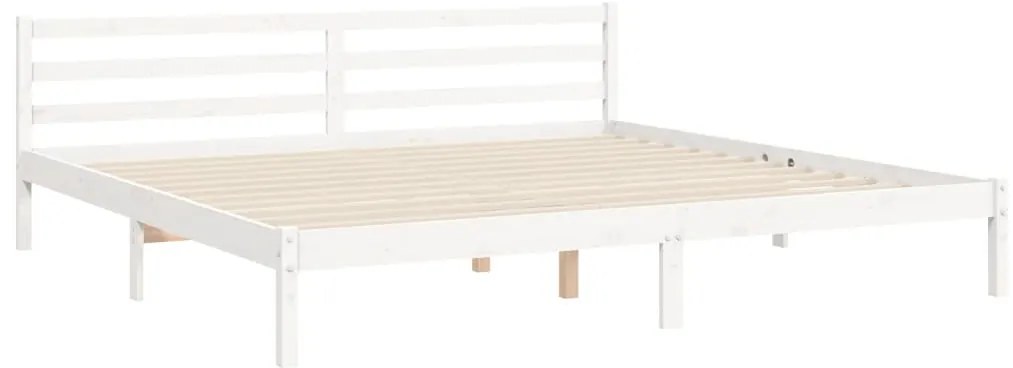 Cama sem colchão 200x200 cm madeira de pinho maciça branco