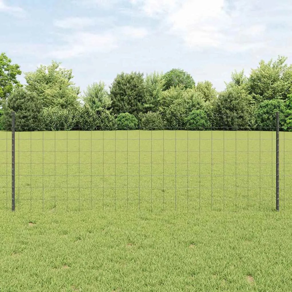 vidaXL Cerca com Postes Cinzeto 0.8 x 25 m Aço