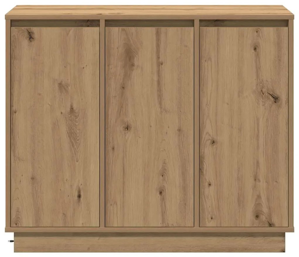Sideboard vidaXL com LED Carvalho Artesanal 90x32x75 cm em Madeira de