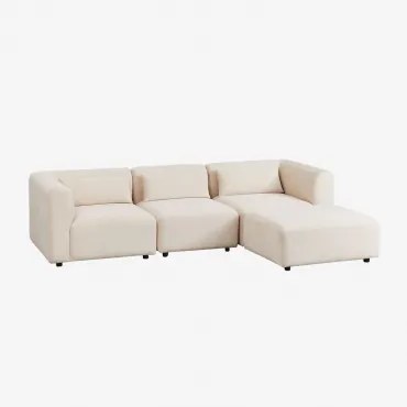 Sofá Modular De 3 Peças Com Puff Fogler Linho Veludo Bege Linho - Sklum