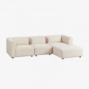 Sofá Modular Fogler De 3 Peças Com Pufe Bombazina Crema Linho - Sklum
