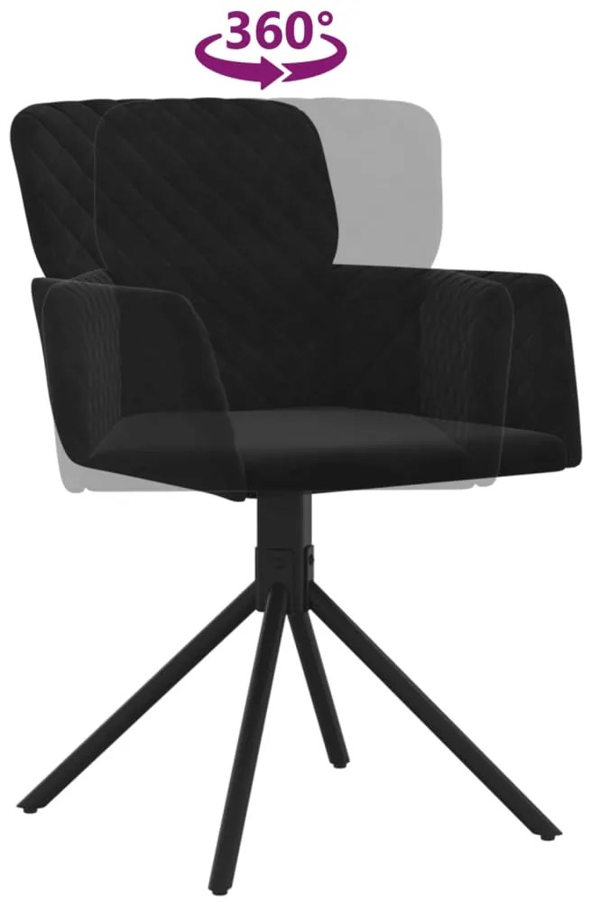 Cadeiras de jantar giratórias 2 pcs veludo preto