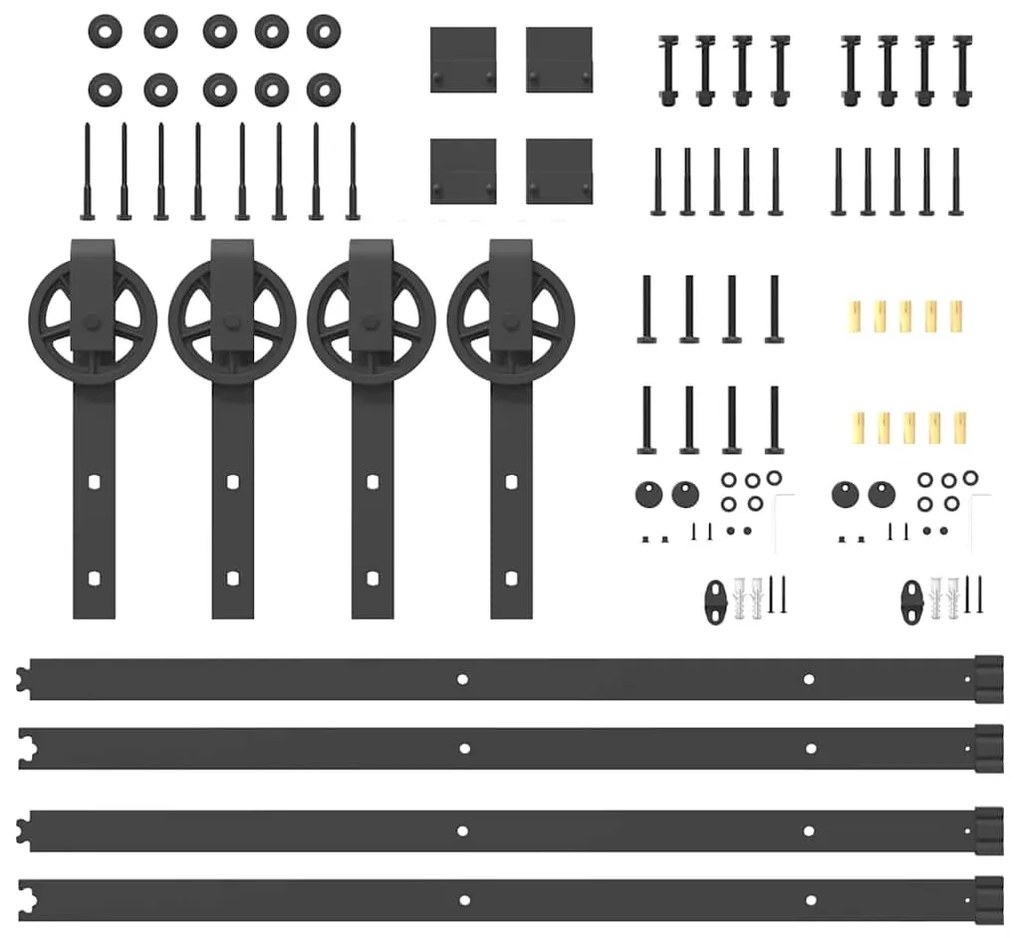 Kit de ferragens para porta deslizante 183 cm aço preto