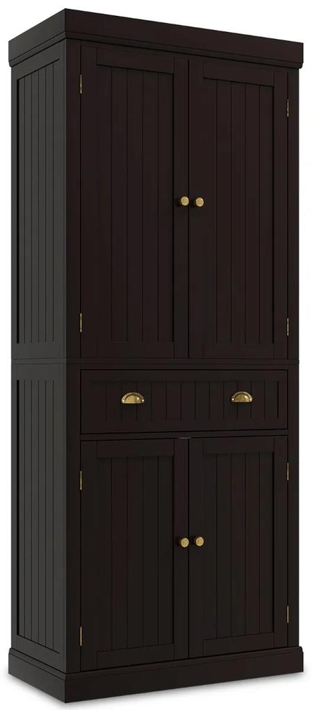 Armario com estantes reguláveis Armários de 2 portas com gaveta para sala de estar Sala de jantar e corredor 76 x 40 x 183 cm Castanho
