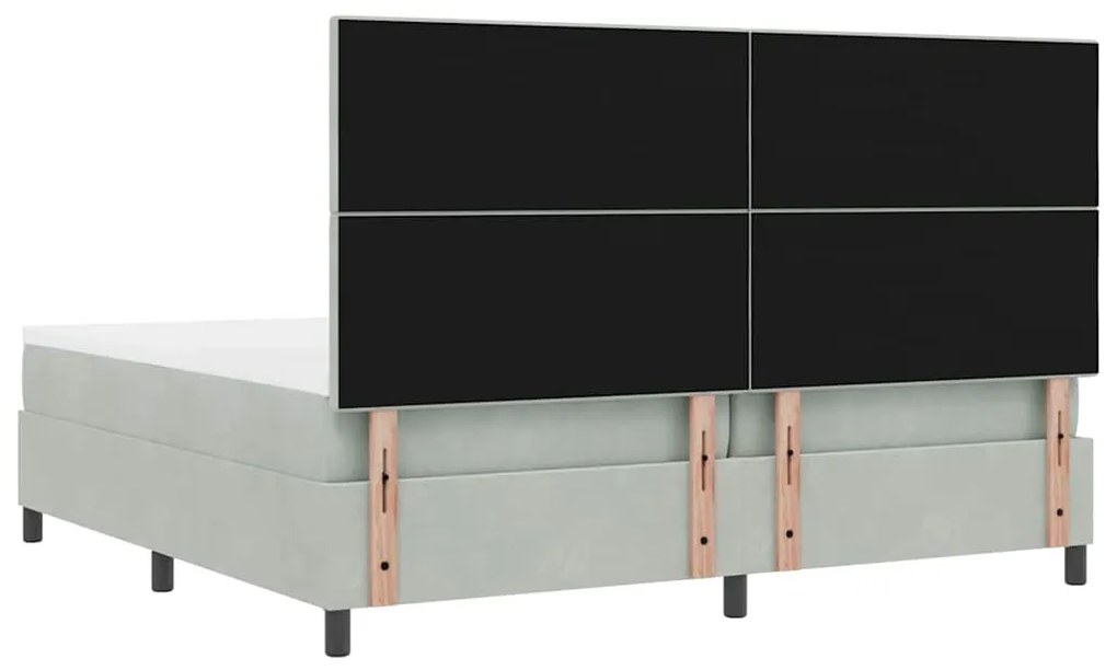 Cama Box com Colchão vidaXL Cinza Claro 200x200 cm Veludo