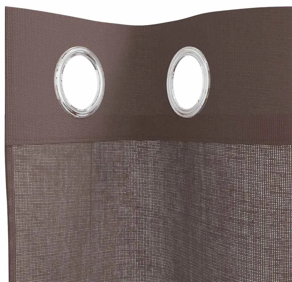 Cortinas de voile com ilhós 2 pcs castanho 140x245 cm