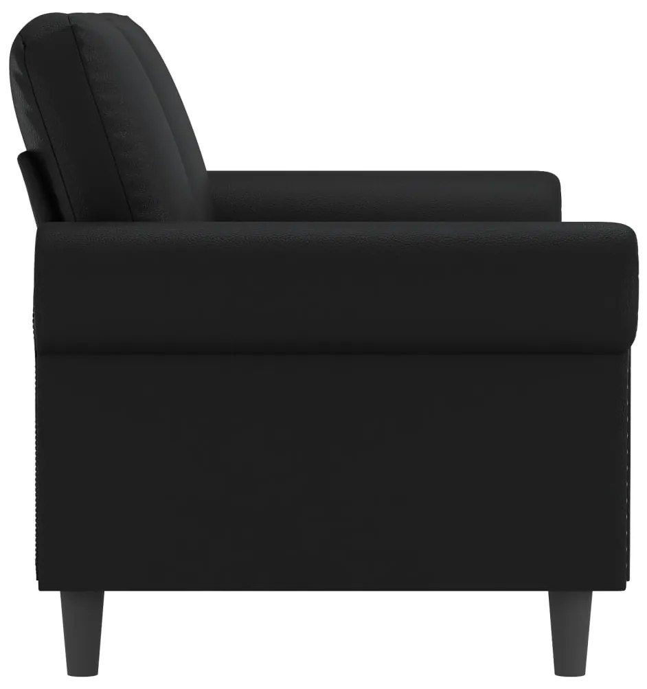Sofá de 2 lugares 140 cm couro artificial preto