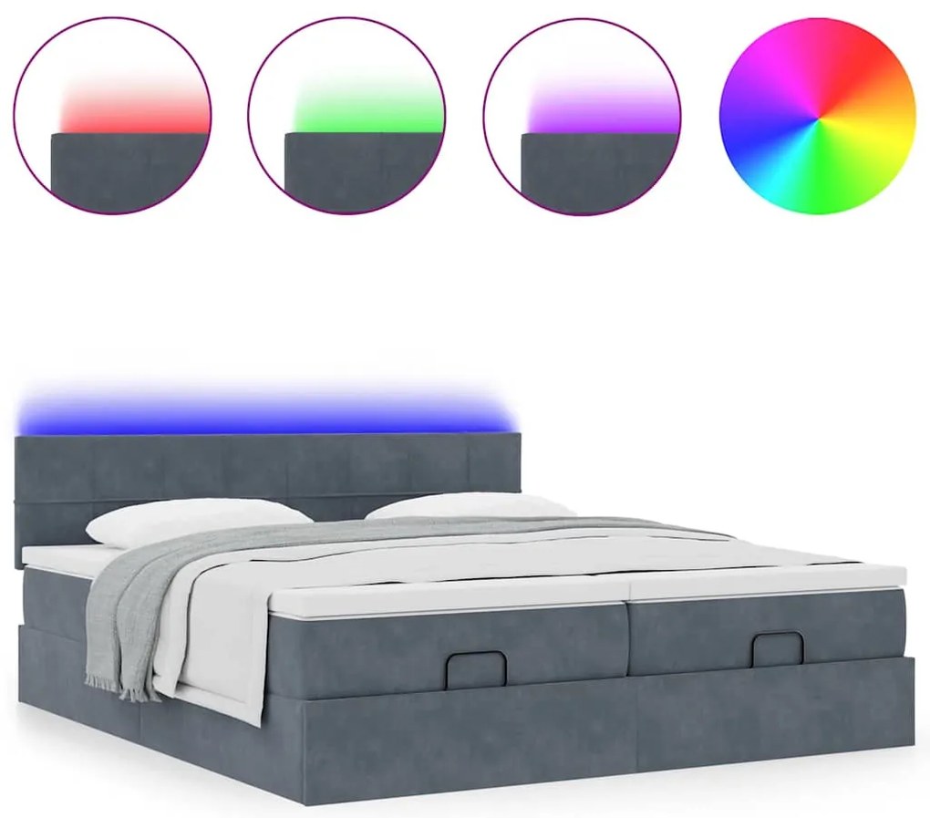 Estrutura cama otomana colchões 160x200 cm cinzento escuro