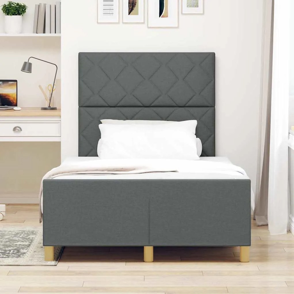 Estrutura de Cama de Tecido Cinza Escuro vidaXL 120x190 cm