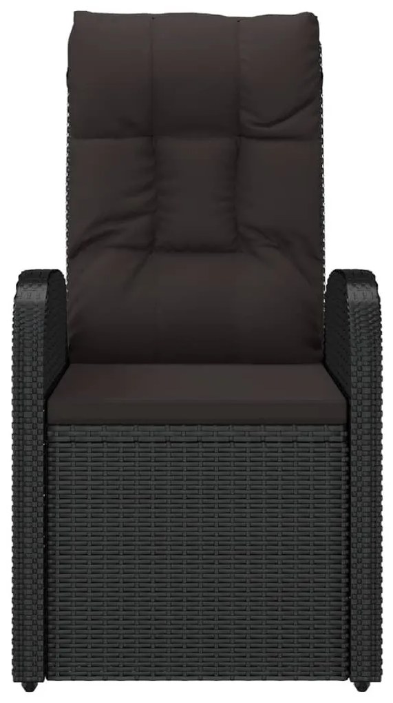 Cadeiras de jardim reclináveis c/ almofadões 2pcs vime PE preto