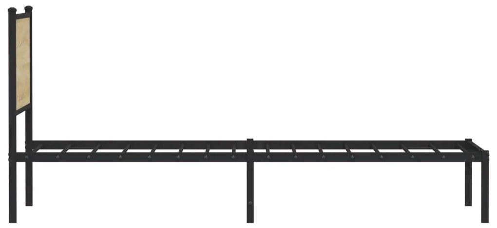 Estrutura de cama sem colchão 90x190 cm metal carvalho sonoma