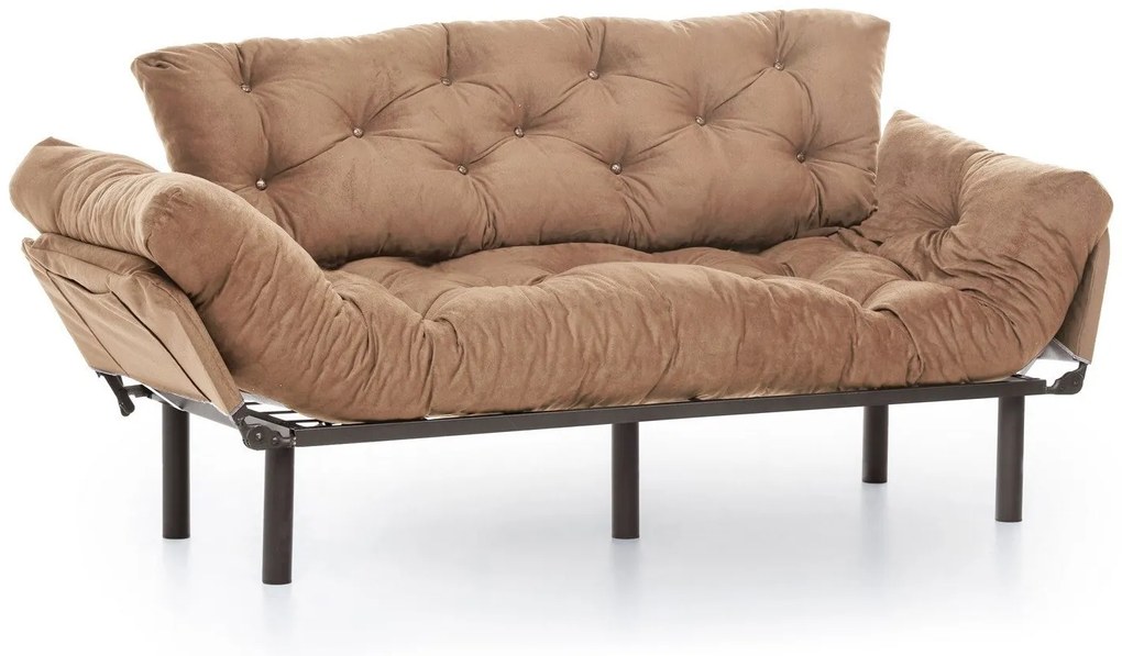 Sofá-Cama 3 Lugares Nitta – Castanho Claro – 185 x 85 x 70 cm