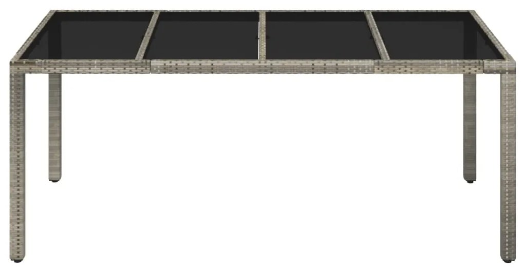 Mesa de jardim com tampo de vidro 190x90x75 cm vime PE cinza