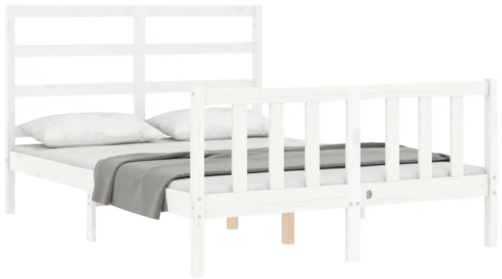 Cama sem colchão 140x200 cm madeira de pinho maciça branco