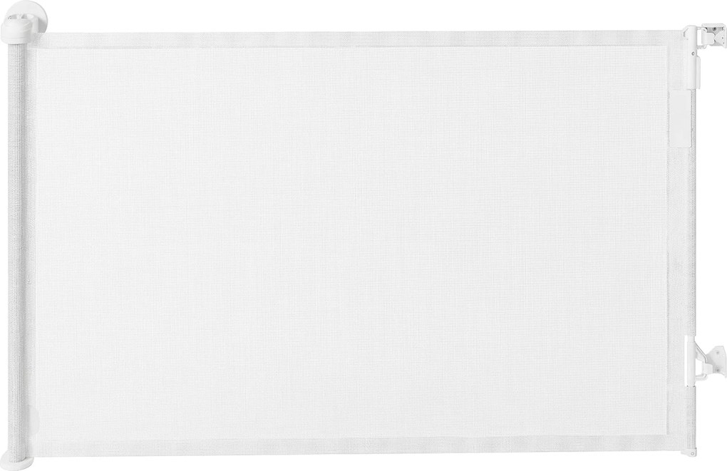 PawHut Portão de Proteção para Escadas Portão de Porta Retrátil 0-140 cm com Operação com 1 Mão para Animais de Estimação Branco | Aosom Portugal