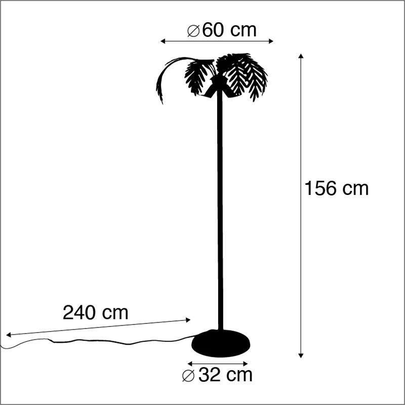 Candeeiro de pé vintage dourado 156 cm 2 luzes - Botanica Retro