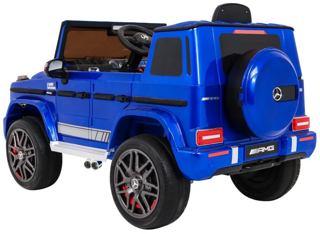 Carro elétrico para Crianças 12V Mercedes G63 Rodas de EVA, Assento de couro Azul Pintado