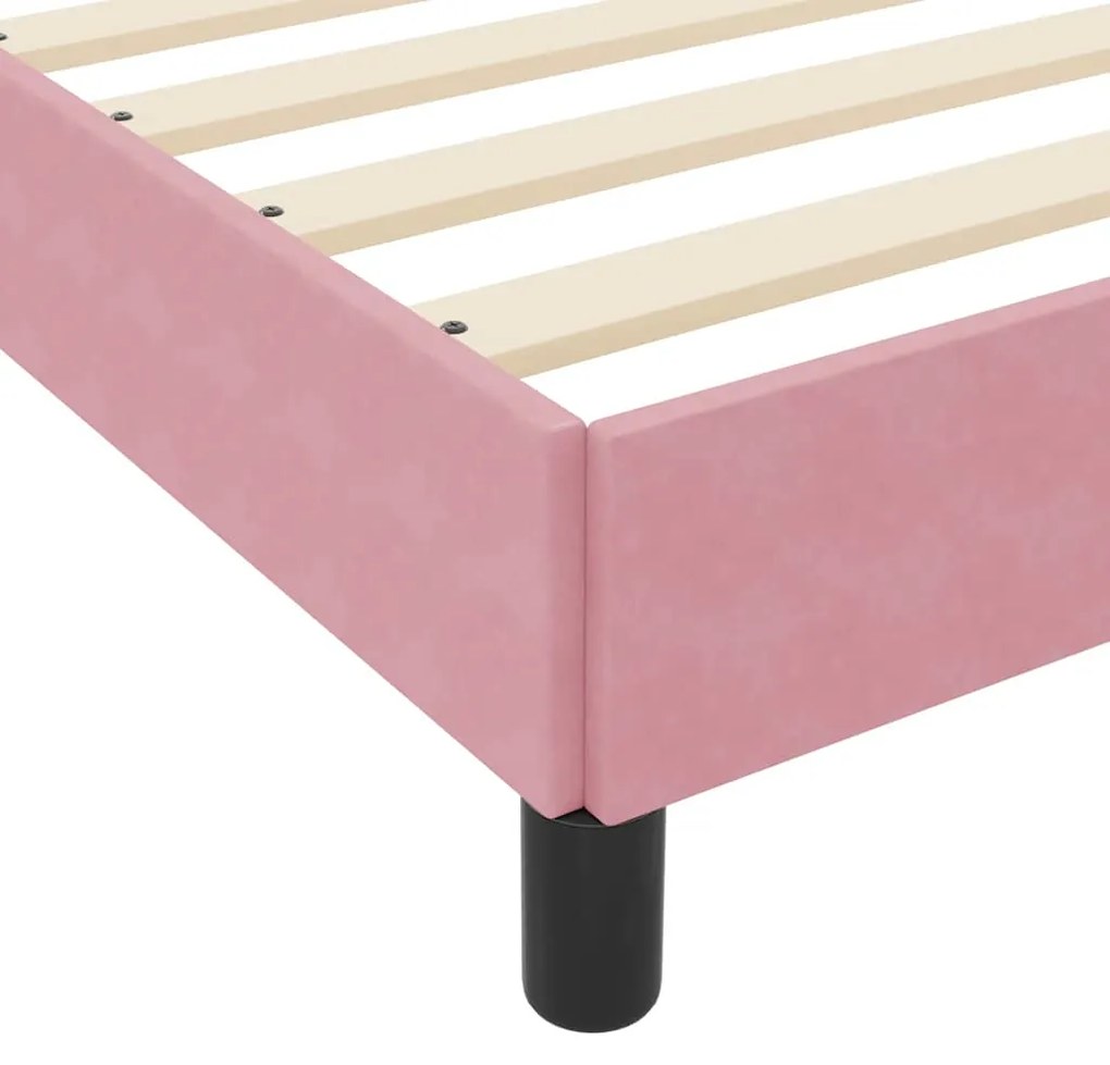 Cama box spring com colchão Rosa 140 x 210 cm Veludo