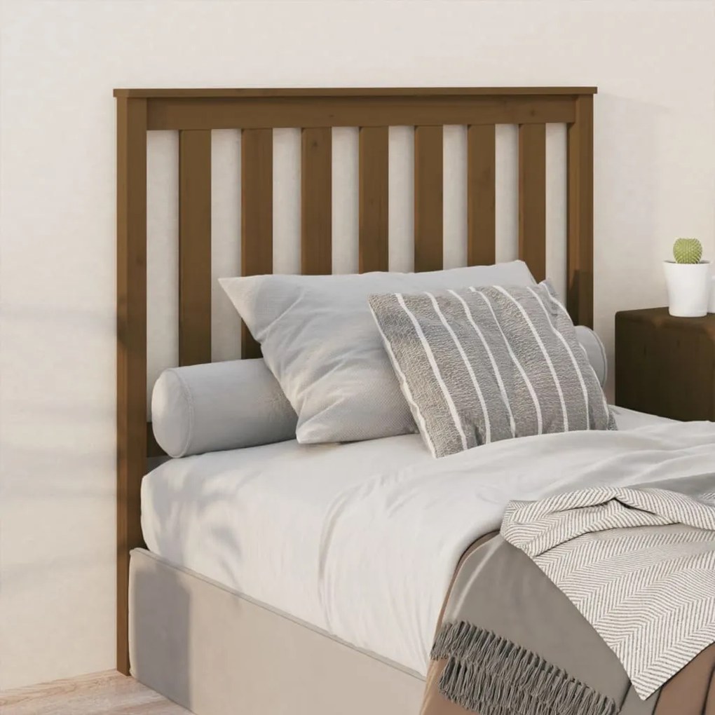 vidaXL Cabeceira de cama 106x6x101 cm pinho maciço castanho mel