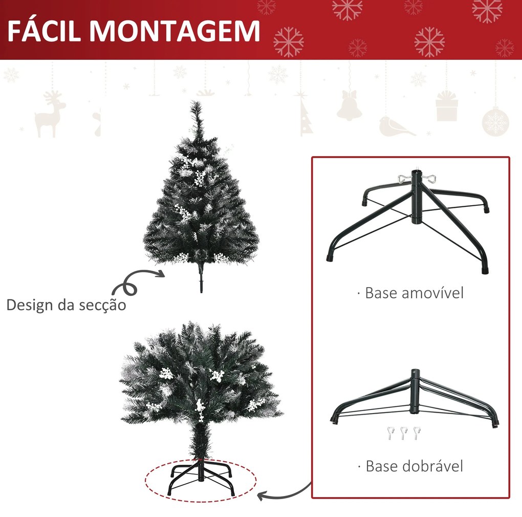 HOMCOM Árvore de Natal 120 cm Árvore de Natal Automática com 222 Ramos