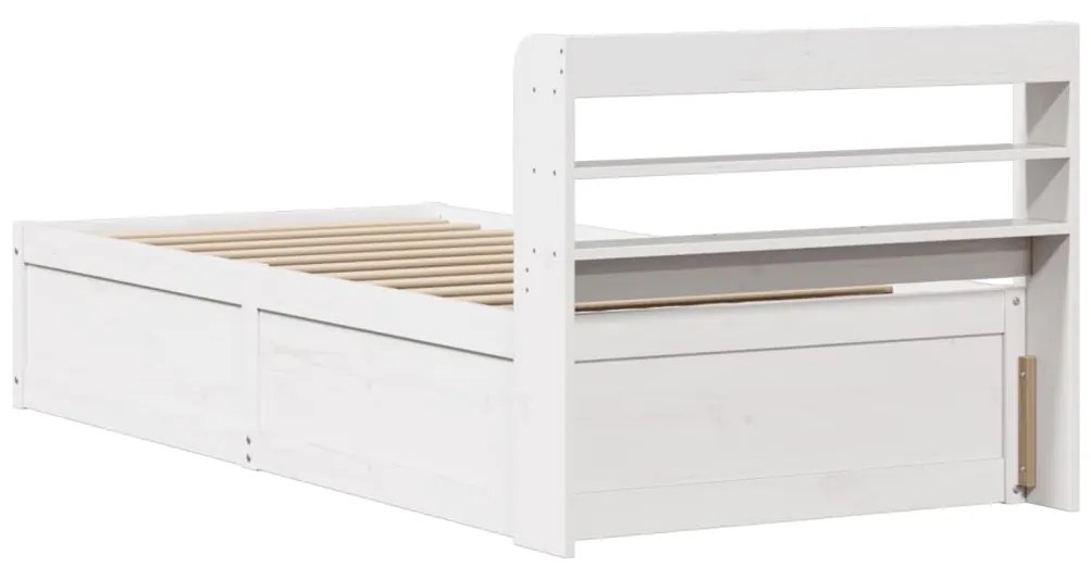 Estrutura de cama com cabeceira 90x190 cm pinho maciço branco