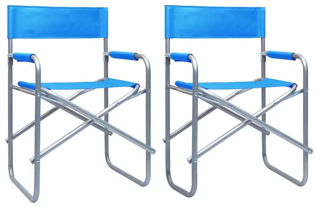 Cadeiras de realizador 2 pcs aço azul