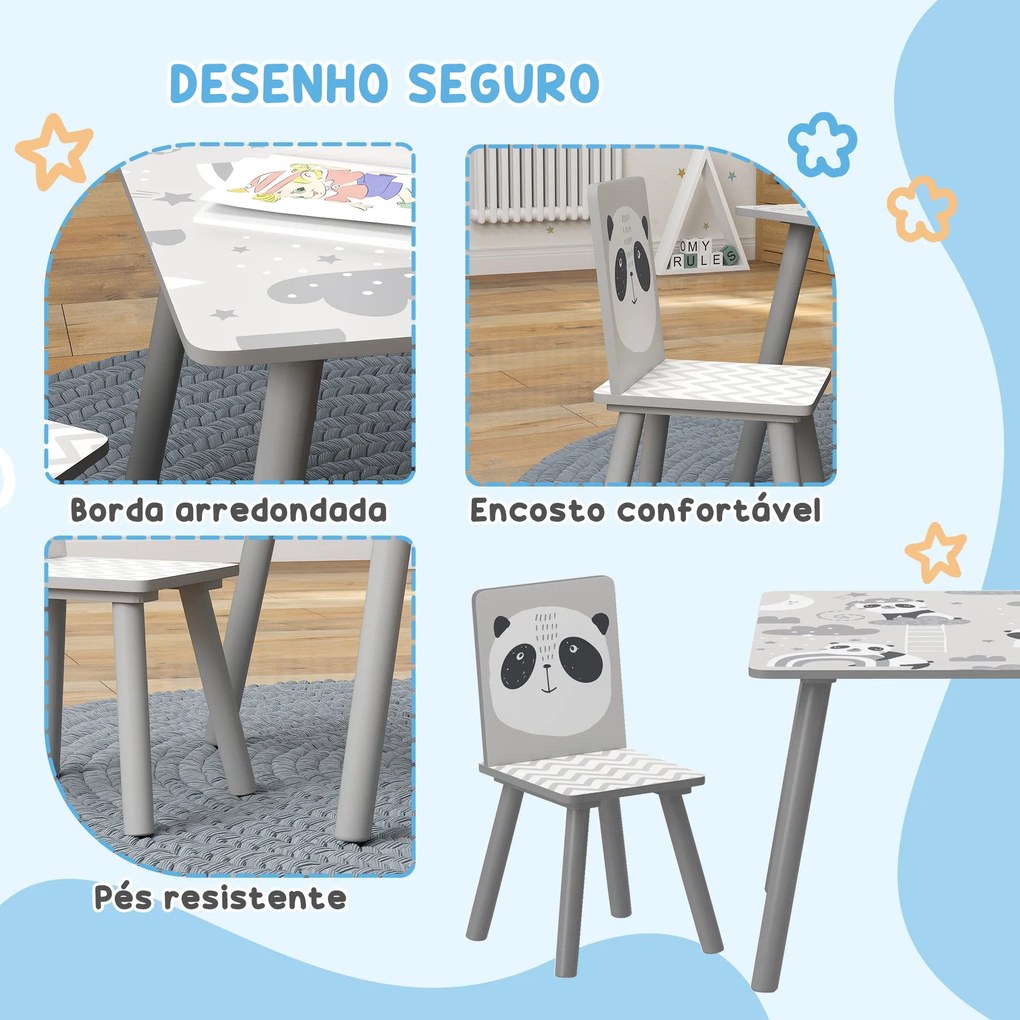 Conjunto de Mesa e Cadeiras para Crianças de 3 Peças Mesa Infantil com